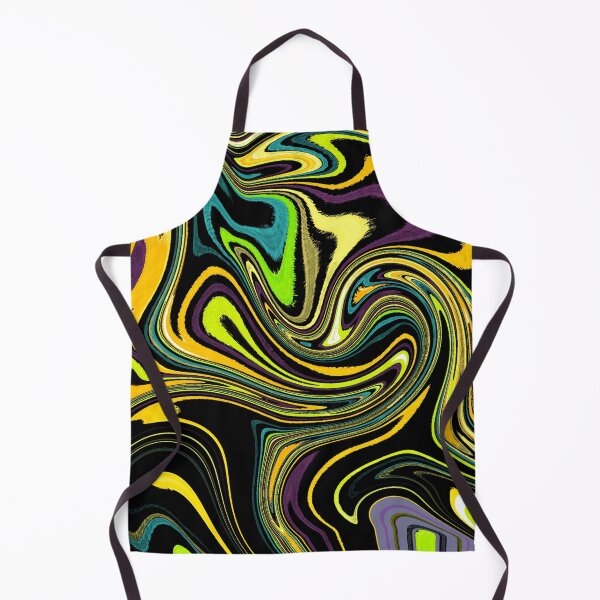 Item preview, Modern Liquid Swirl Abstract Pattern Square Vibrant Neon Tones, Black, Yellow, Orange, Green, Blue and Purple, Multicolor Design designed and sold by theprintedclub.