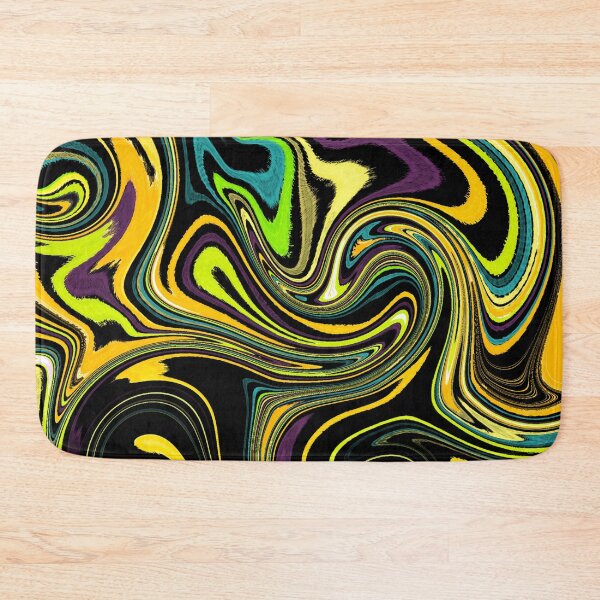 Item preview, Modern Liquid Swirl Abstract Pattern Square Vibrant Neon Tones, Black, Yellow, Orange, Green, Blue and Purple, Multicolor Design designed and sold by theprintedclub.