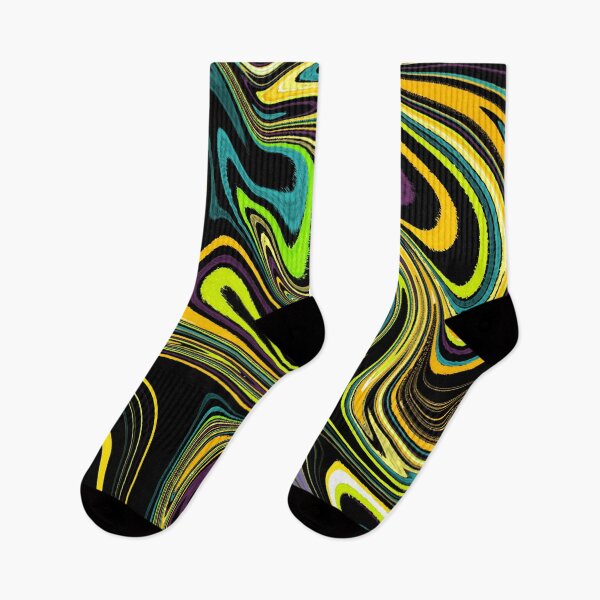 Item preview, Modern Liquid Swirl Abstract Pattern Square Vibrant Neon Tones, Black, Yellow, Orange, Green, Blue and Purple, Multicolor Design designed and sold by theprintedclub.
