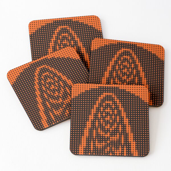 Item preview, bright orange halftone dot and dot patterned minimal design  designed and sold by mister-john.