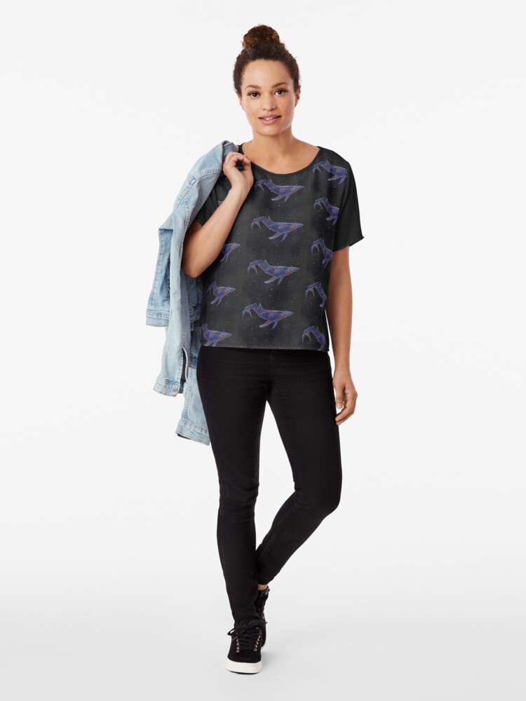 Alternate view of Constellation Galaxy Whale Chiffon Top