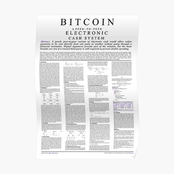 Bitcoin Whitepaper Poster For Sale By Designsol Redbubble