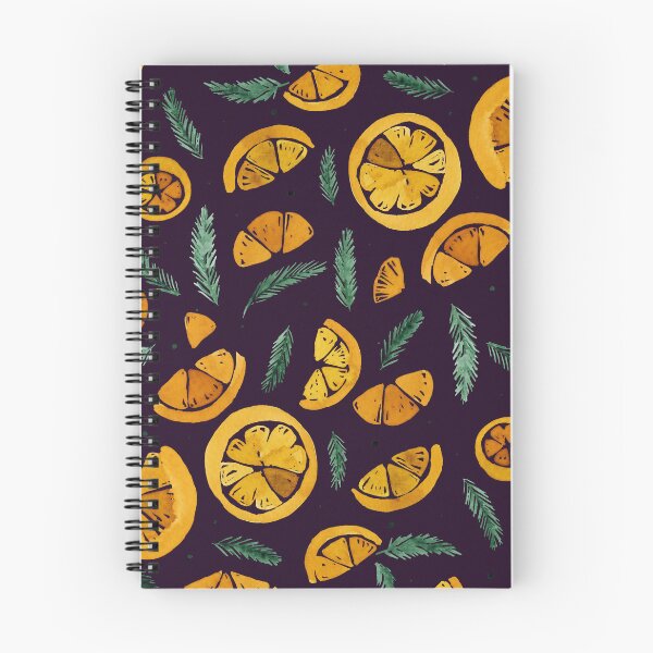 Aperçu de l'œuvre Oranges et pins aquarelles - jaune, bleu sarcelle et bleu foncé créée et vendue par wackapacka.
