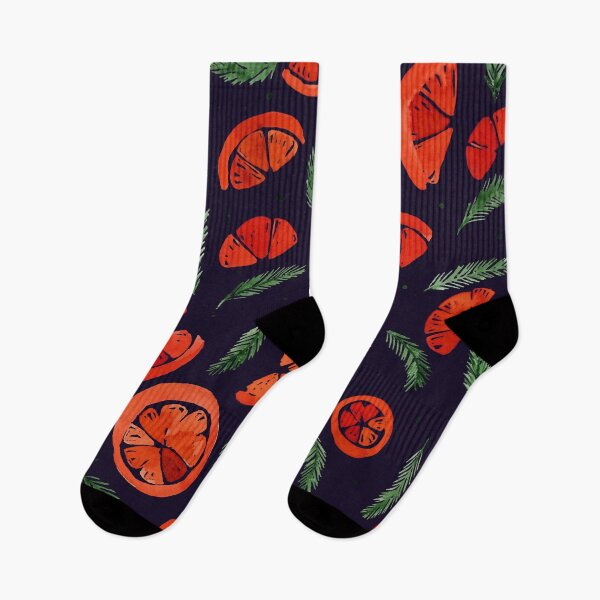 Item preview, Watercolor oranges and pines - orange, green and dark blue designed and sold by wackapacka.