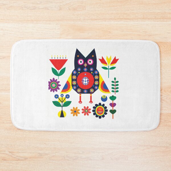 Item preview, Original Art with owl and flowers inspired by Josef Frank, Swedish designer 1940s, designed and sold by RoyalRepublics.