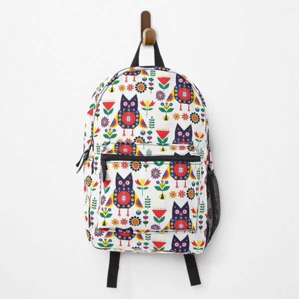 Item preview, Original Art with owl and flowers inspired by Josef Frank, Swedish designer 1940s,  designed and sold by RoyalRepublics.