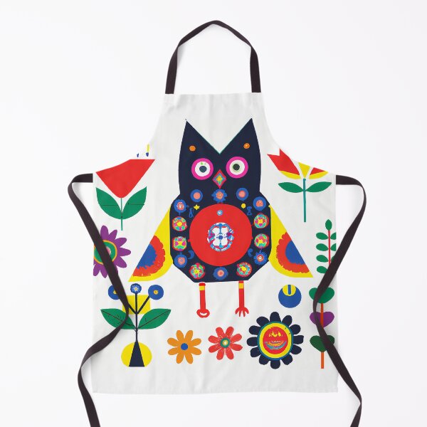 Item preview, Original Art with owl and flowers inspired by Josef Frank, Swedish designer 1940s,  designed and sold by RoyalRepublics.