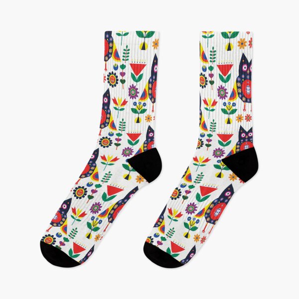 Item preview, Original Art with owl and flowers inspired by Josef Frank, Swedish designer 1940s,  designed and sold by RoyalRepublics.