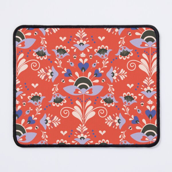 Item preview, Folsky floral pattern on orange background designed and sold by IlustraDeni.
