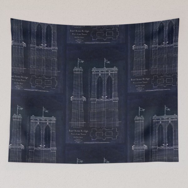 Item preview, Antique Blueprint of the Brooklyn Bridge, East River Bridge designed and sold by Glimmersmith.