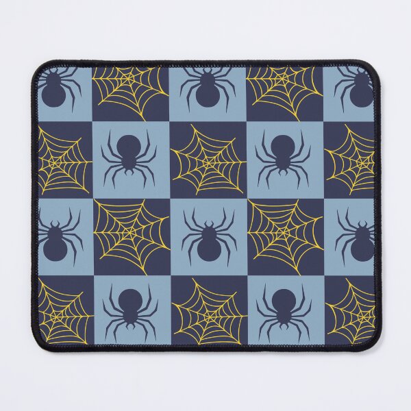Item preview, Soft blue checked spiders and webs print designed and sold by DemonicGloom.