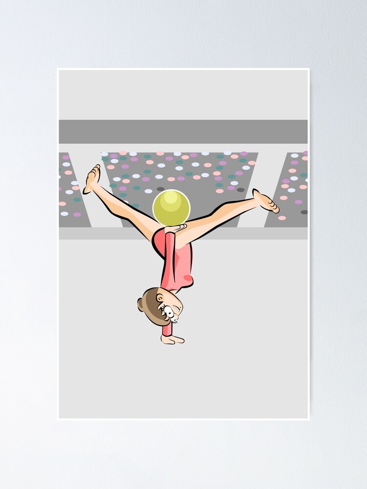 Póster for Sale con la obra «Niña de gimnasia rítmica realizando una rutina  con una pelota en los Juegos Deportivos Mundiales» de MegaSitioDesign