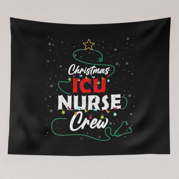 Aperçu de l'œuvre Équipage d'infirmière de Noël ICU, joyeux Noël, chemise d'infirmière créée et vendue par Rich-Bogus.