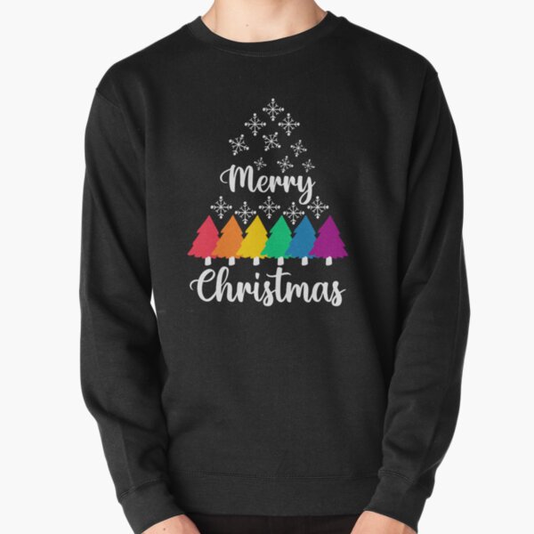 Subtle LGBT+ Christmas Jumper | top Organic Cotton Sweatshirt | Merry Christmas | Christmas Tree with Rainbow Baubles | Queer Holiday Sweater