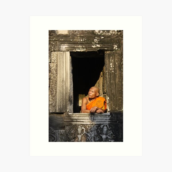 Monk in a window - Cambodia Impression artistique