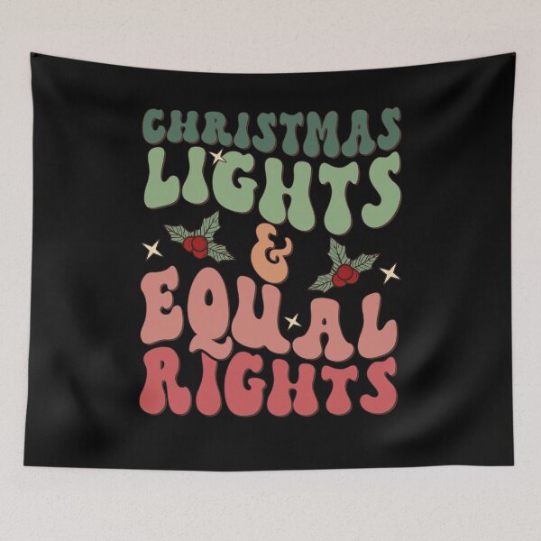 Aperçu de l'œuvre Lumières de Noël ' droits égaux, t-shirt rétro féministe maman, t-shirt libéral père Noël amoureux de Noël, cadeau de pyjama sorcier ProChoice créée et vendue par Rich-Bogus.