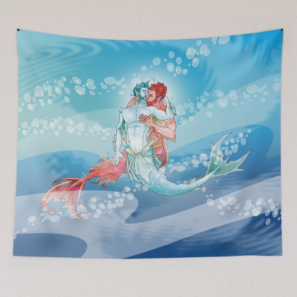 Item preview, Kissing mermen designed and sold by gaycomic.