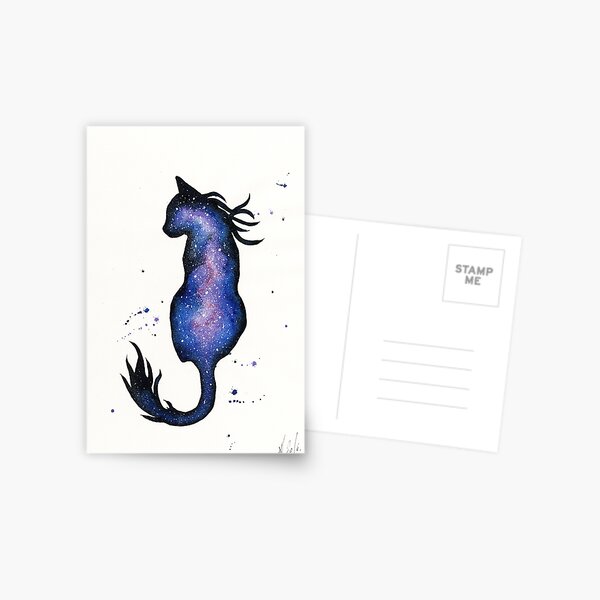 Purple Nebula Cat Postcard