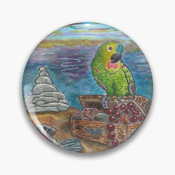 Item preview, parrot and treasure chest on the island designed and sold by YuYuKoroleva.