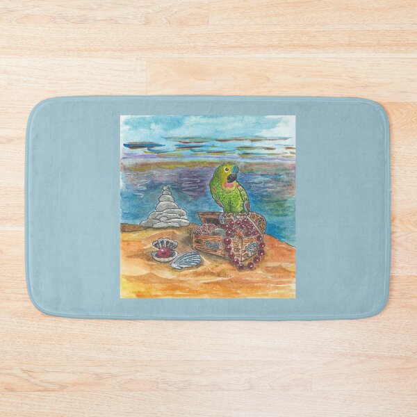 Item preview, parrot and treasure chest on the island designed and sold by YuYuKoroleva.