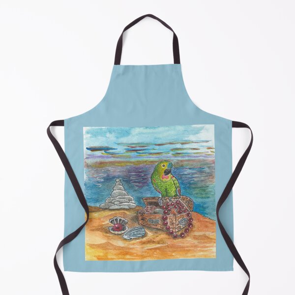 Item preview, parrot and treasure chest on the island designed and sold by YuYuKoroleva.
