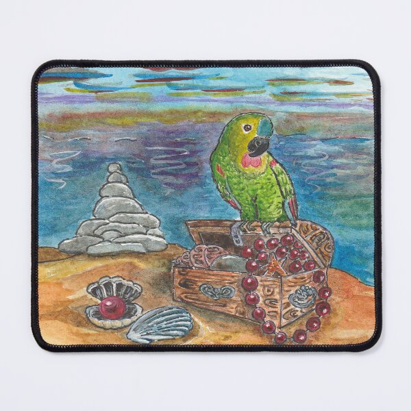 Item preview, parrot and treasure chest on the island designed and sold by YuYuKoroleva.