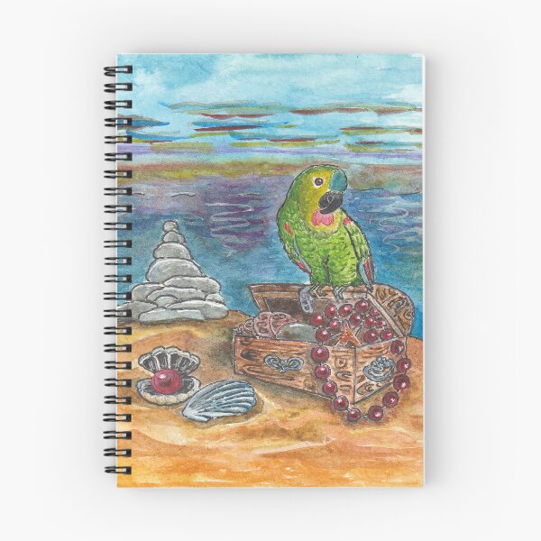 Item preview, parrot and treasure chest on the island designed and sold by YuYuKoroleva.