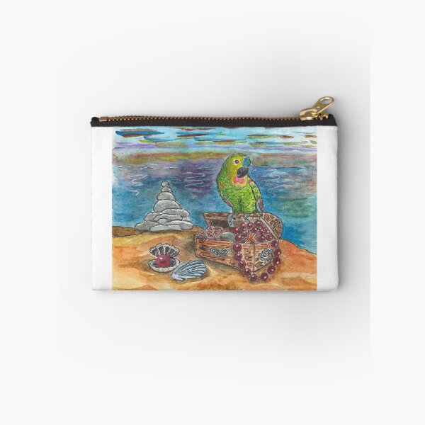 Item preview, parrot and treasure chest on the island designed and sold by YuYuKoroleva.