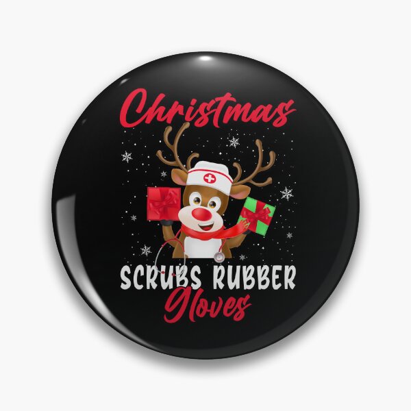 Item preview, Christmas Reindeer Nurse Buffalo Scrubs Rubber Gloves Nursing Shirt designed and sold by Rich-Bogus.