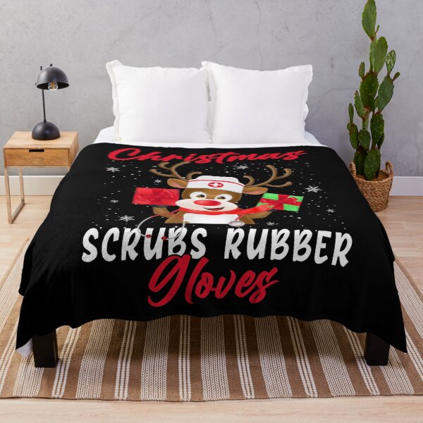Item preview, Christmas Reindeer Nurse Buffalo Scrubs Rubber Gloves Nursing Shirt designed and sold by Rich-Bogus.