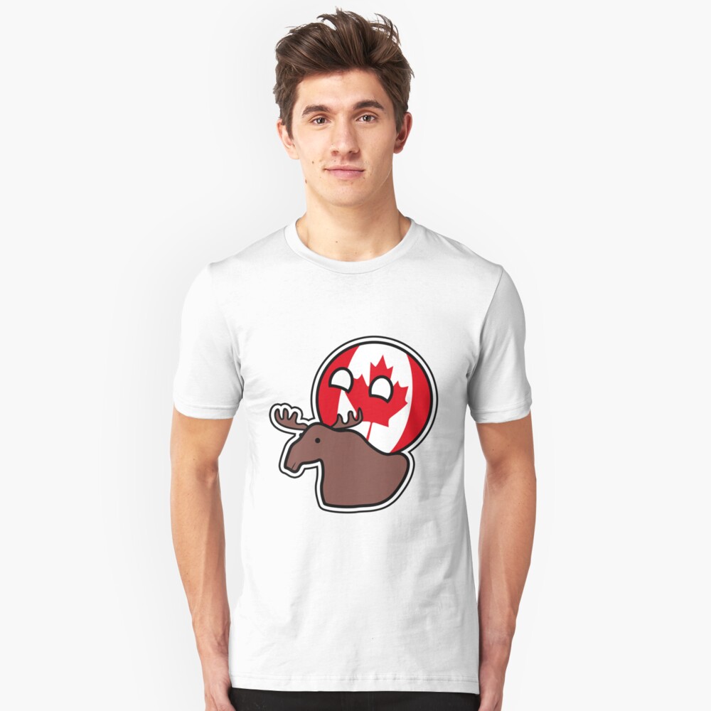 Canadaball - riding Moose, Countryball / Polandball Slim Fit T-Shirt