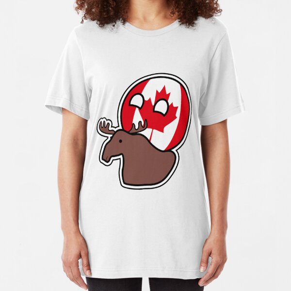 Canadaball - riding Moose, Countryball / Polandball Slim Fit T-Shirt