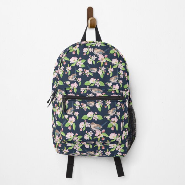 Item preview, Fairy Wren and Apple Blossoms on Navy Blue designed and sold by Nadeasart.