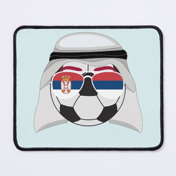 Item preview, Serbia Flag inside Sunglasses on a Soccer ball Wearing Keffiyeh designed and sold by Dexter Freeman.