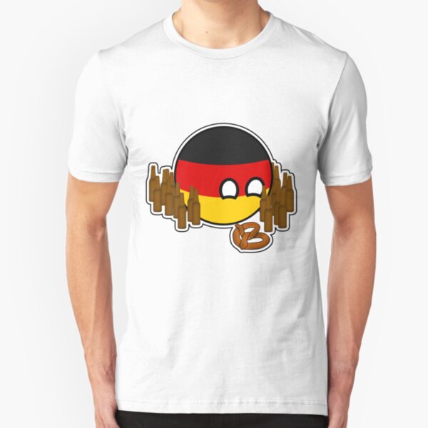 Germanyball Polandball Countryball w/ Beer and Pretzels Slim Fit T-Shirt