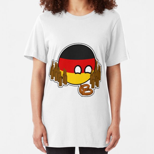 Germanyball Polandball Countryball w/ Beer and Pretzels Slim Fit T-Shirt