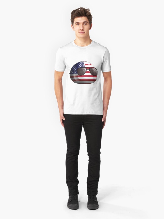 Alternate view of Americaball, Muricaball, USAball Polandball Countryball Slim Fit T-Shirt