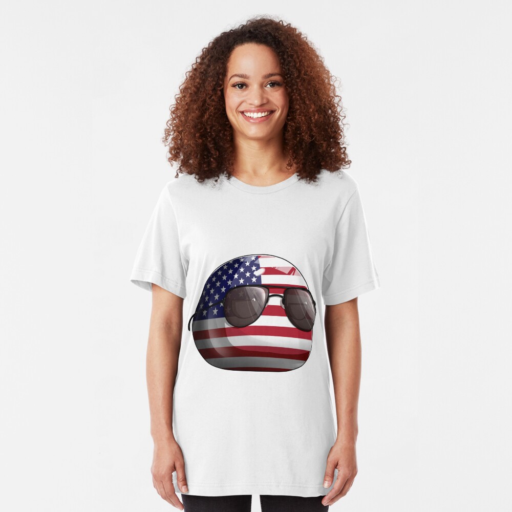 Americaball, Muricaball, USAball Polandball Countryball Slim Fit T-Shirt
