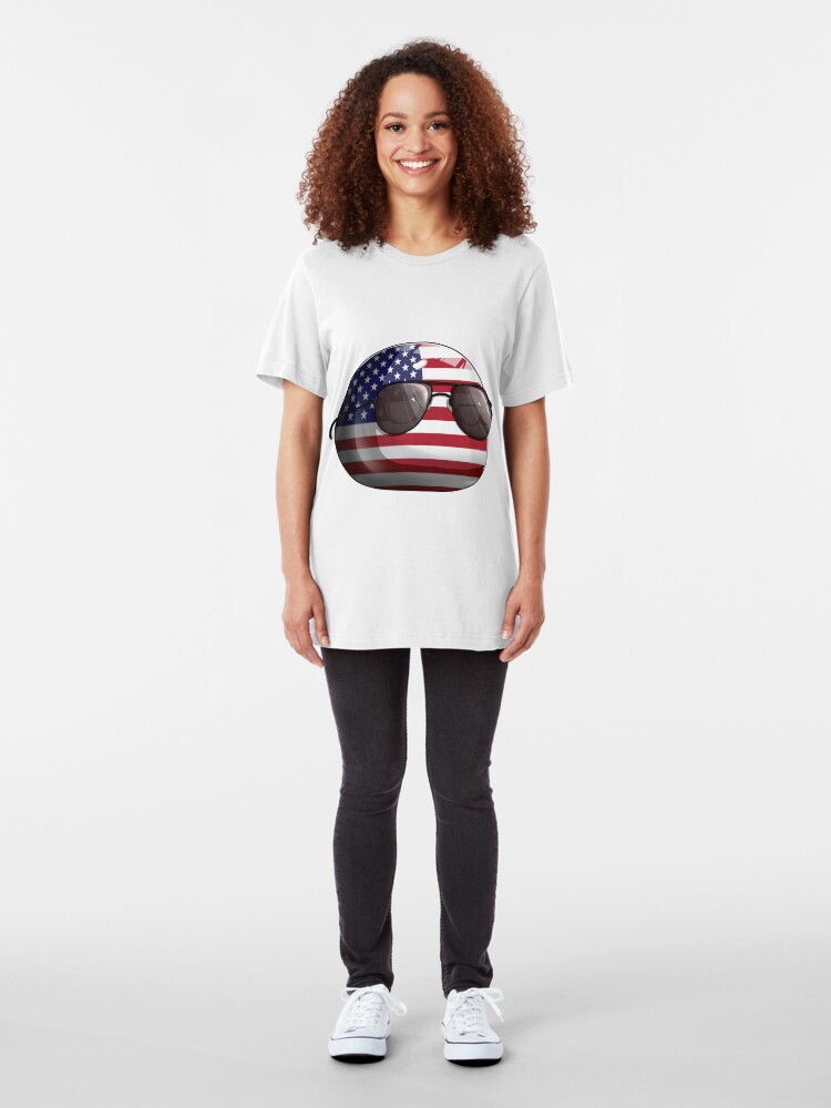 Alternate view of Americaball, Muricaball, USAball Polandball Countryball Slim Fit T-Shirt