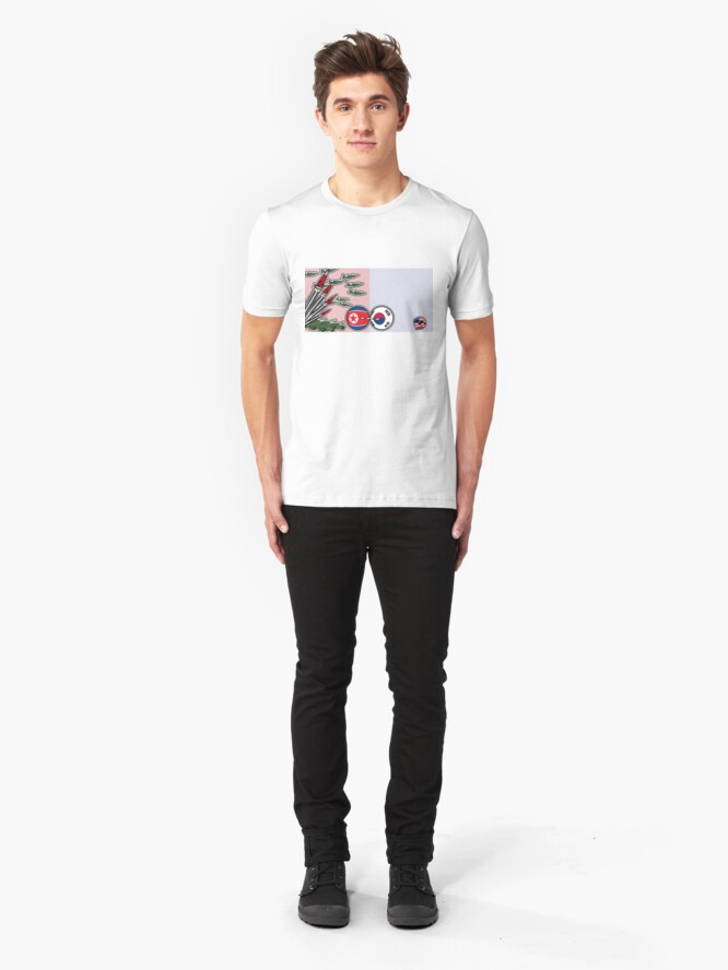 Alternate view of DPKR Koreaball conflict with USAball | Polandball Countryball Slim Fit T-Shirt