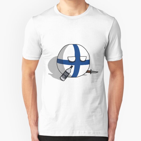 PERKELE, Finlandball with Knife and Bottle | Polandball's Countryballs Slim Fit T-Shirt