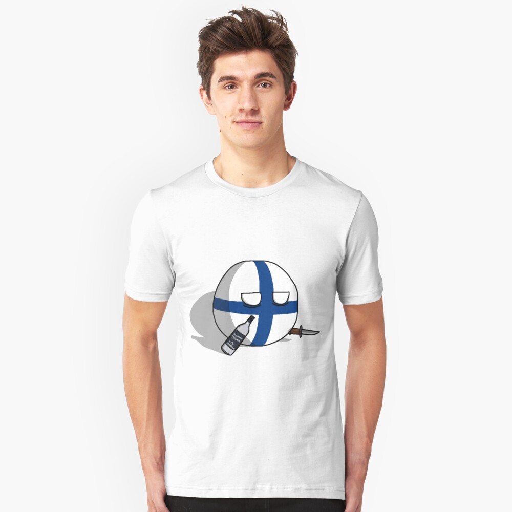 PERKELE, Finlandball with Knife and Bottle | Polandball's Countryballs Slim Fit T-Shirt