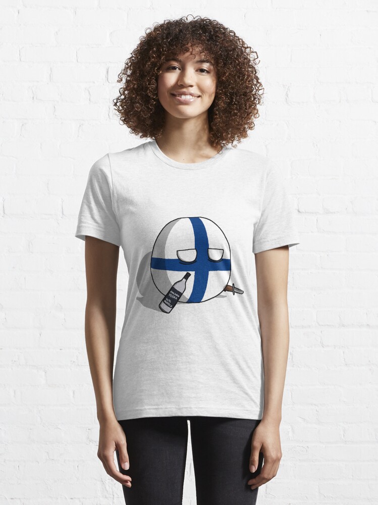 Alternate view of PERKELE, Finlandball with Knife and Bottle | Polandball's Countryballs Essential T-Shirt