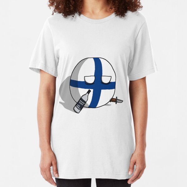 PERKELE, Finlandball with Knife and Bottle | Polandball's Countryballs Slim Fit T-Shirt