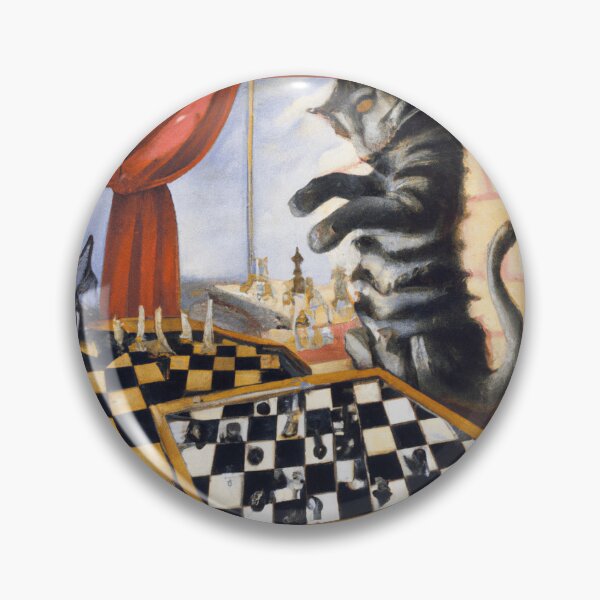 Item preview, Cat Plays Chess Fantasy Surrealist Dream Floating Chessboard  designed and sold by DigitalMandy.
