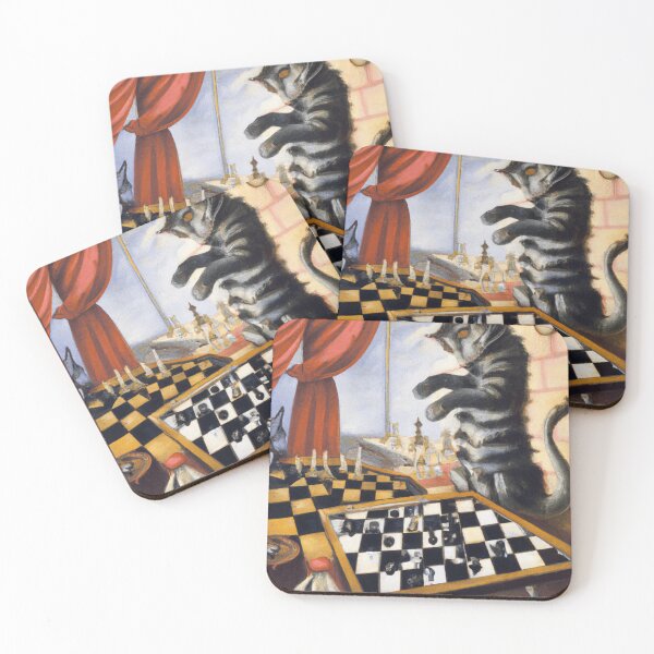 Item preview, Cat Plays Chess Fantasy Surrealist Dream Floating Chessboard  designed and sold by DigitalMandy.