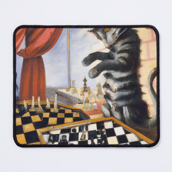 Item preview, Cat Plays Chess Fantasy Surrealist Dream Floating Chessboard  designed and sold by DigitalMandy.