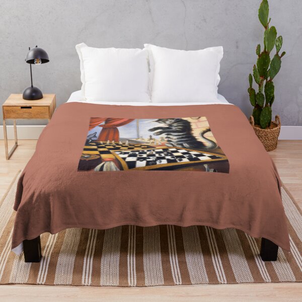 Item preview, Cat Plays Chess Fantasy Surrealist Dream Floating Chessboard designed and sold by DigitalMandy.