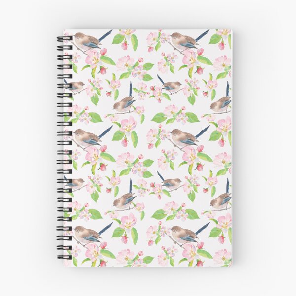 Item preview, Fairy Wren and Apple Blossoms on White background designed and sold by Nadeasart.