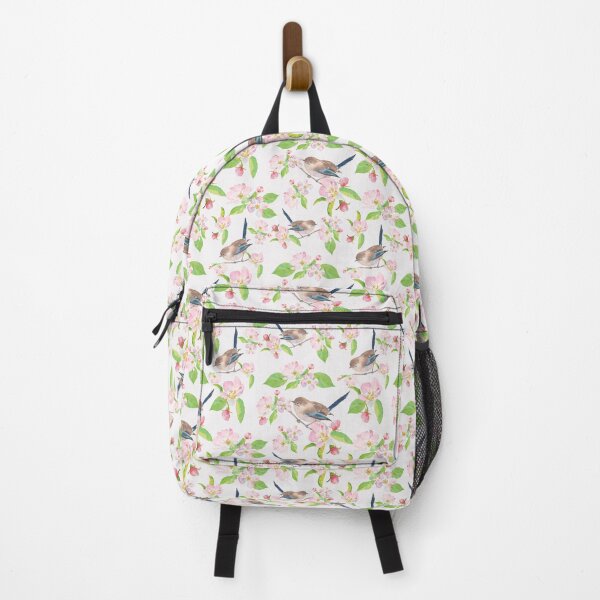 Item preview, Fairy Wren and Apple Blossoms on White background designed and sold by Nadeasart.
